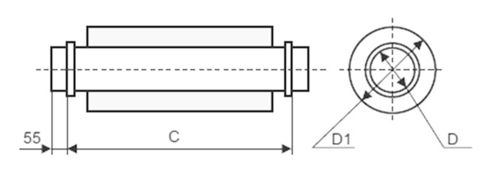 Размеры круглого шумоглушителя ГТК 315-600